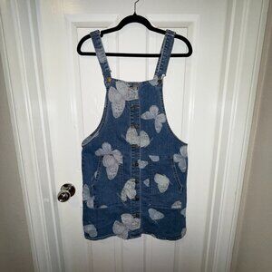 Tinsel Town Women's Large Butterfly Blue Denim Overall Jumper